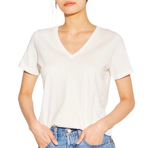 Misha Nonoon‎ 100% Peruvian Pima Cotton Classic V-Neck Tee T-Shirt